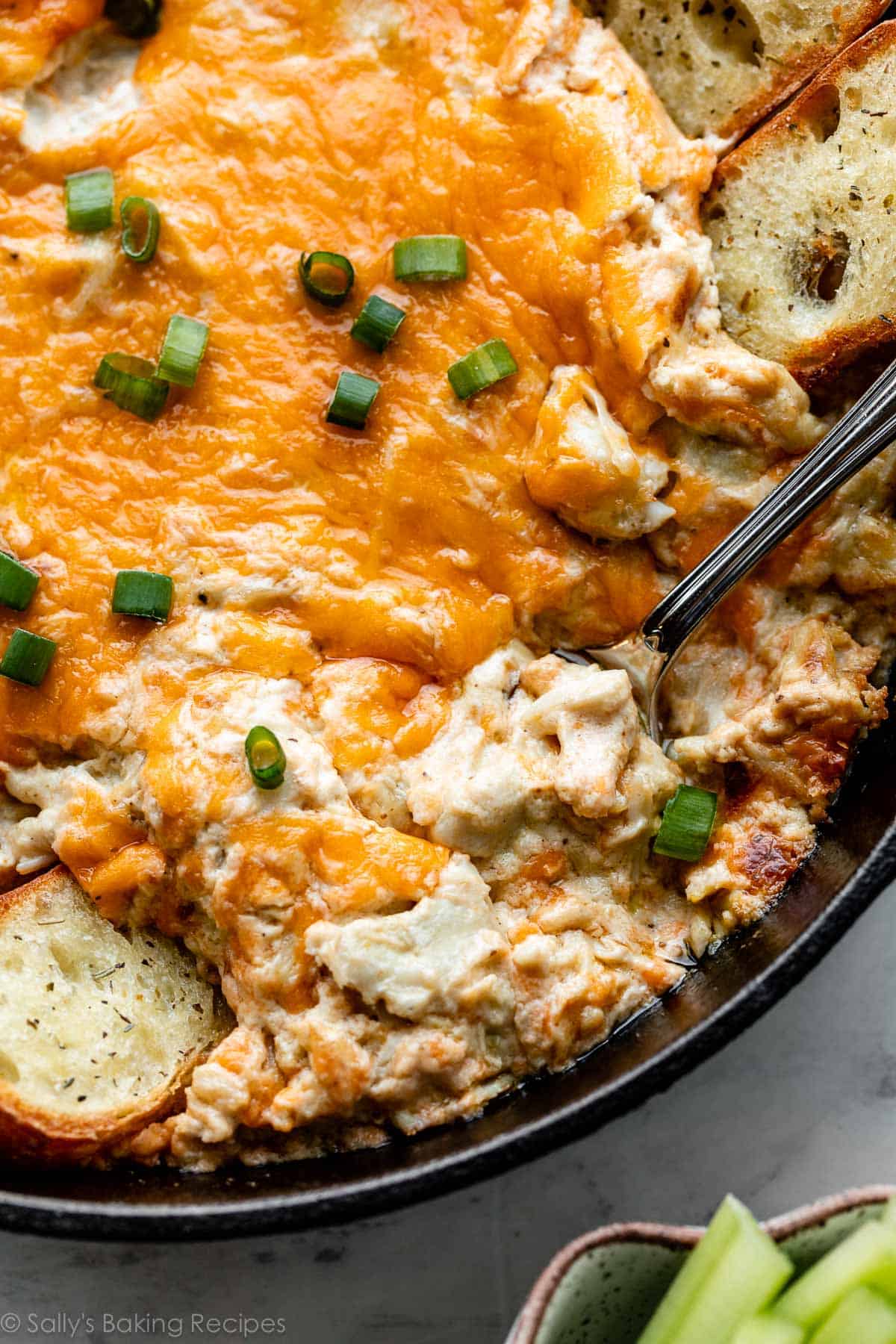 Close-up of a bowl of crab dip