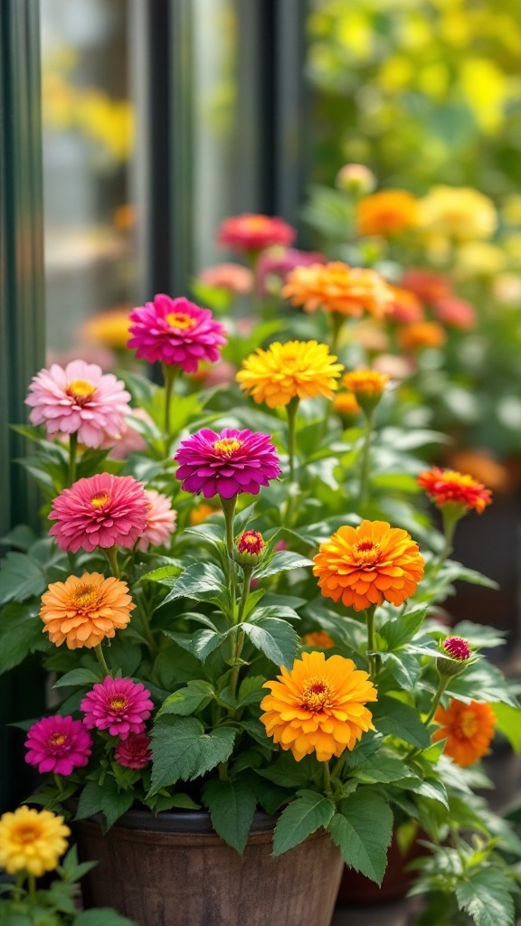 Pink, purple and orange flowers