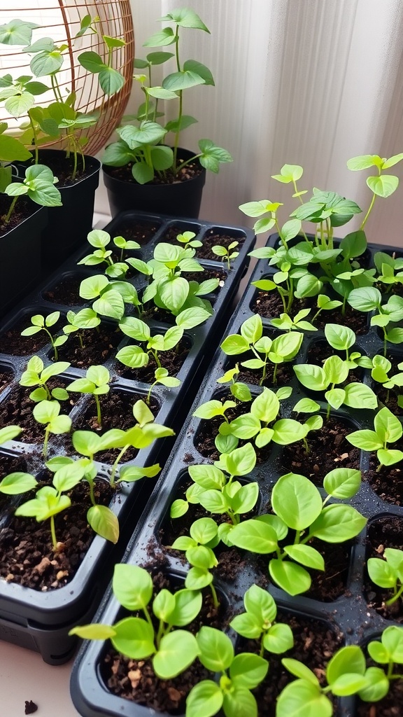 seedlings in plastic trays